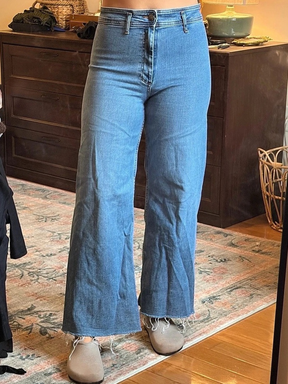 Universal Thread High-Rise Sailor Wide Leg Ankle Jeans Blue